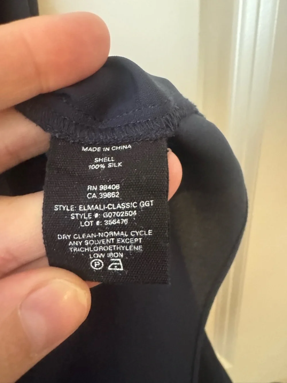 Theory Navy Sleeveless Crepe Ruffle Front Silk Blouse | Size Petite - Picture 2 of 5